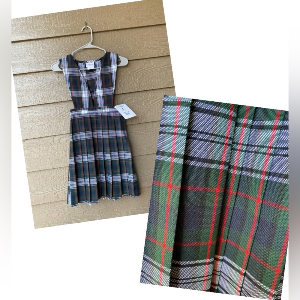 Plaid Catholic School Uniforms Jumper V- front Knife Pleat size 8 Girls
